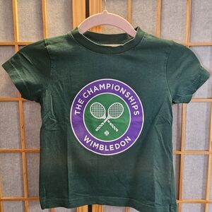Wimbledon Kids Dark Green Tee with Purple Logo